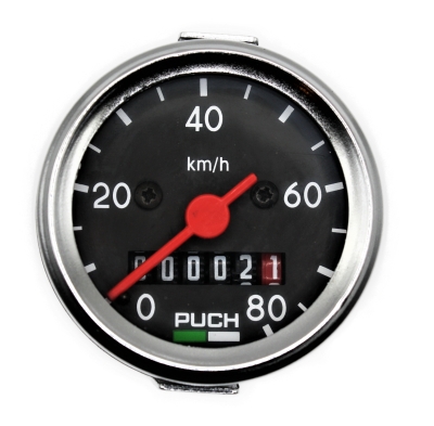Tacho 0- 80 km/h – NEU – TOP-QUALITÄT – Ø 48 mm – für PUCH Maxi, MV 50, DS  50, …. –